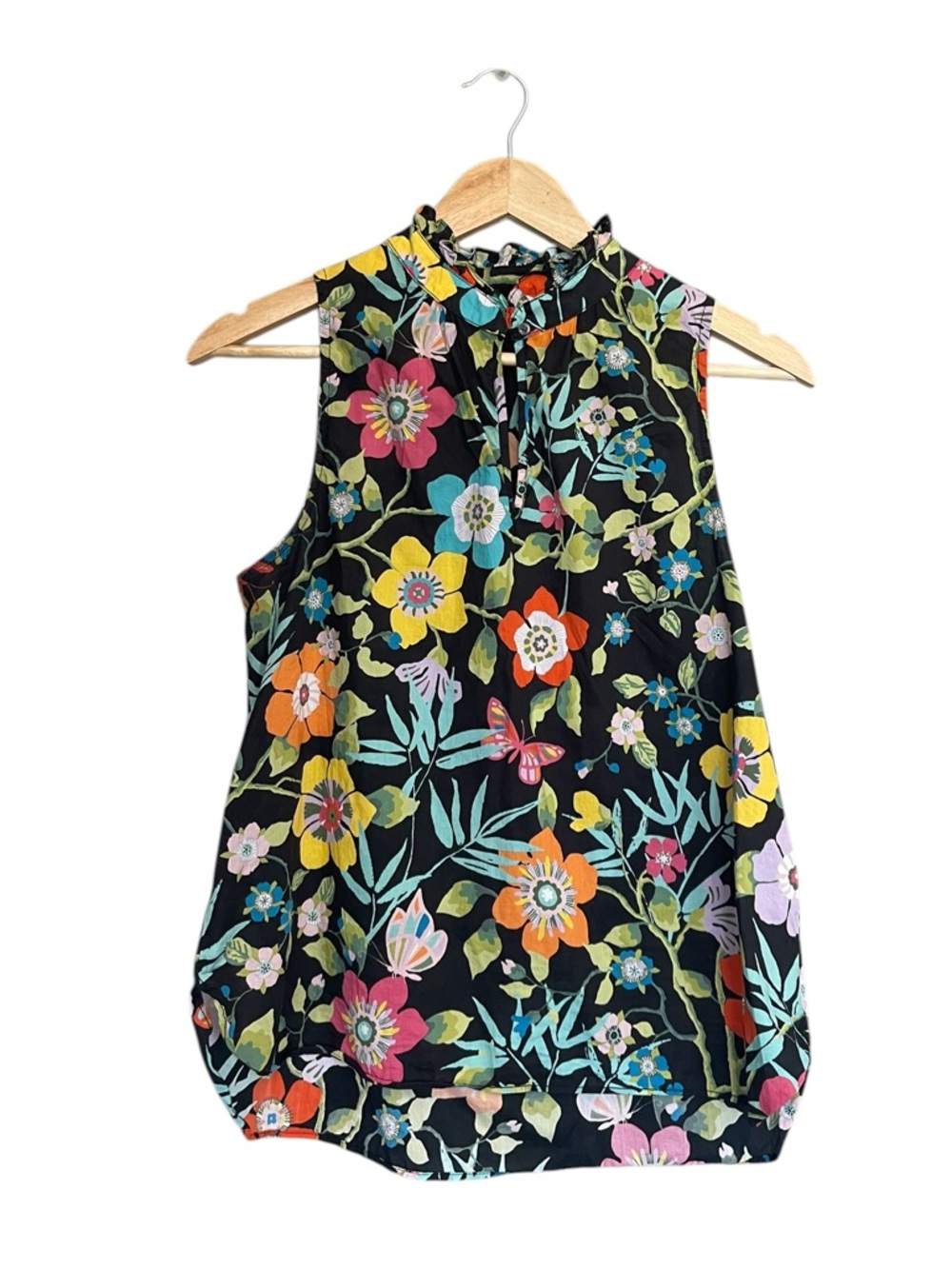 J.Crew x Liberty Ruffle Neck Tank Top